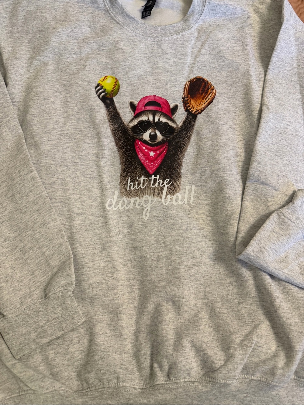 Gildan Light Gray Crewneck Sweatshirt with Pink Accent
